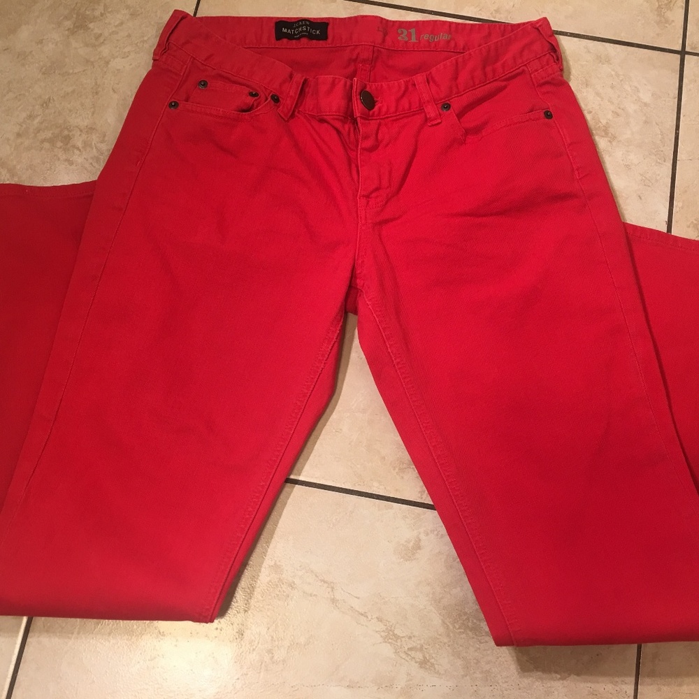 J. Crew Matchstick Womens Size 31 Solid Red Pants